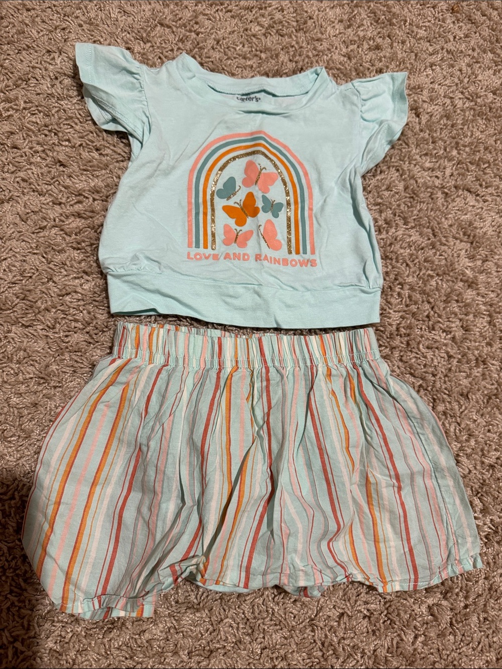 Carter's Mint Green Rainbow & Butterfly Matching Set